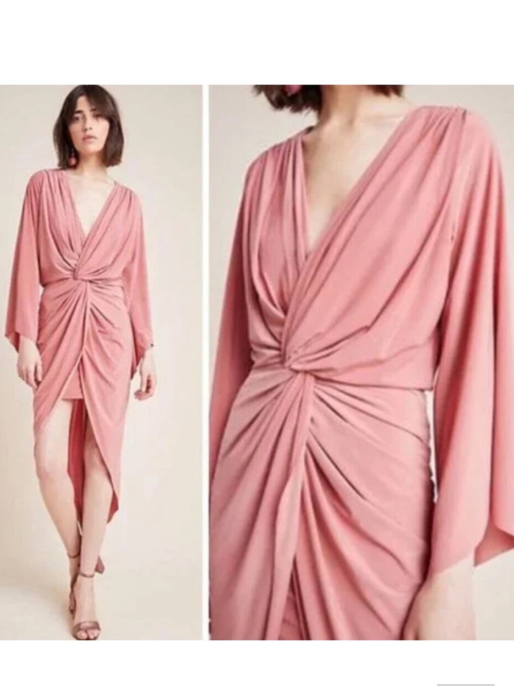 NWT MISA Teget Twisted Maxi Dress Blush Pink Size Medium